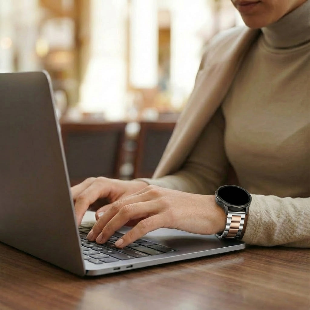 Bandz Garmin Venu 2s Steel Strap 'Classic' (Silver/Rose Gold)