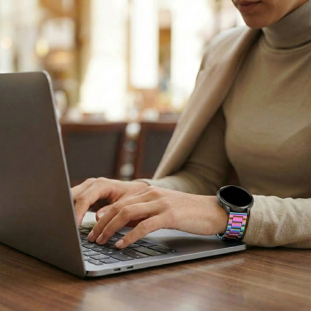 Bandz Garmin Vivomove HR Steel Strap 'Classic' (Pearlescent)