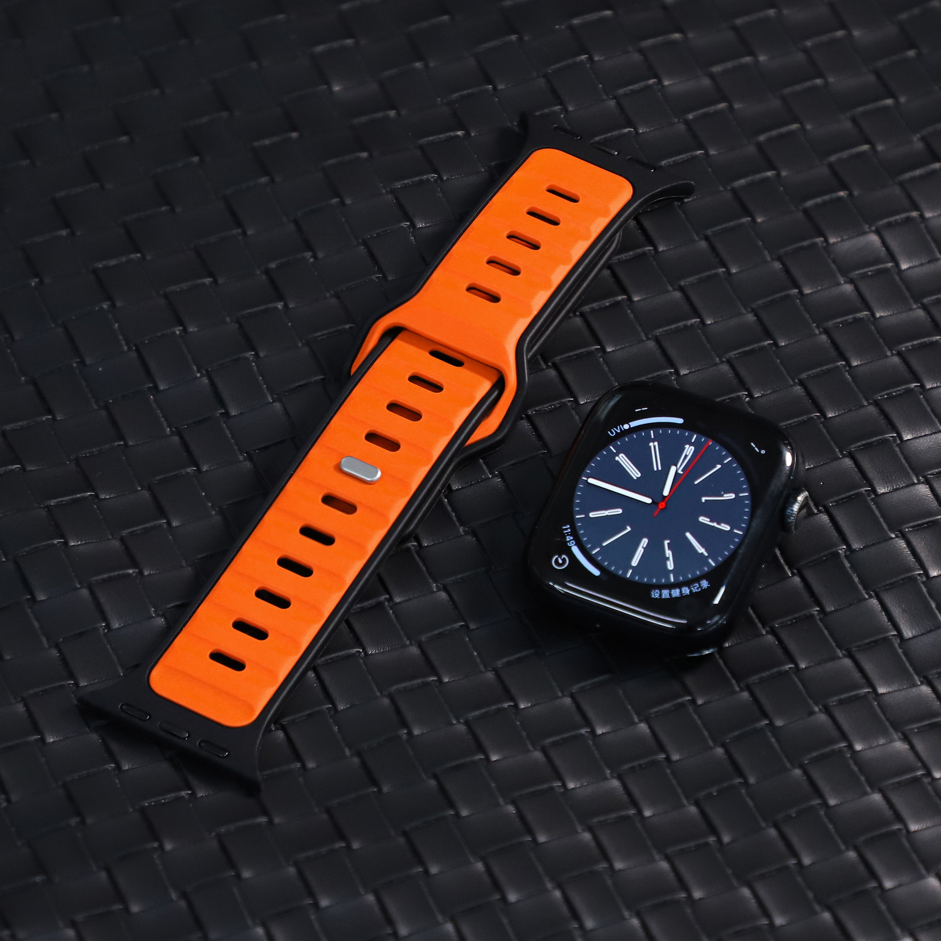 Apple Watch Premium Outdoor Silicone Strap (Orange/Black)