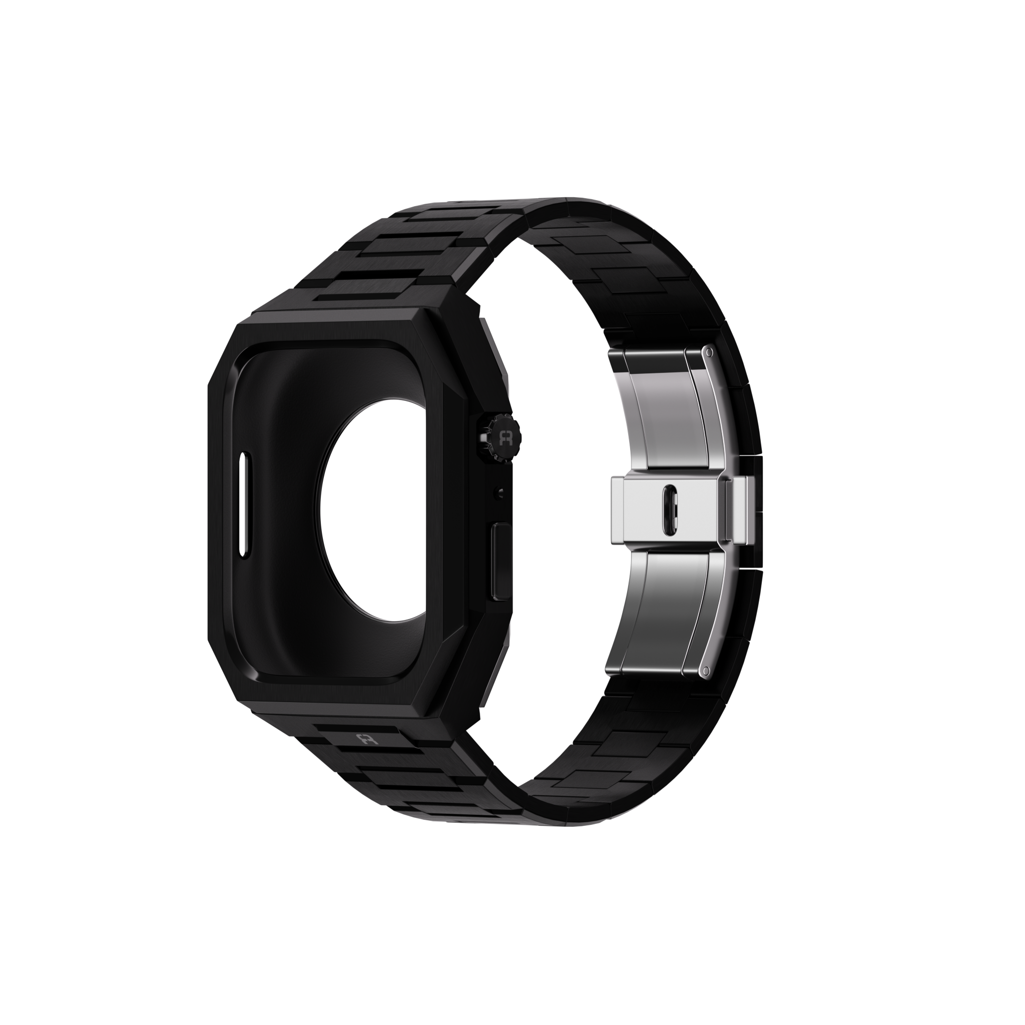 Reqior Apple Watch 45mm Case with Steel Strap 'Nautilus' (Black)