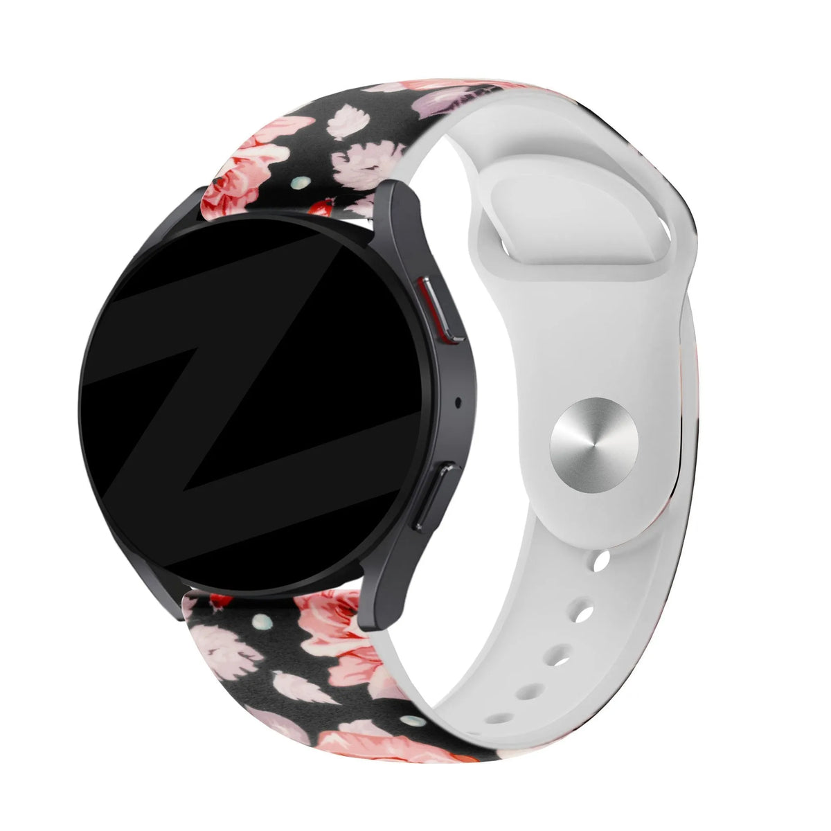 Silicone Patterned Strap, on a watch, 3/4 front view