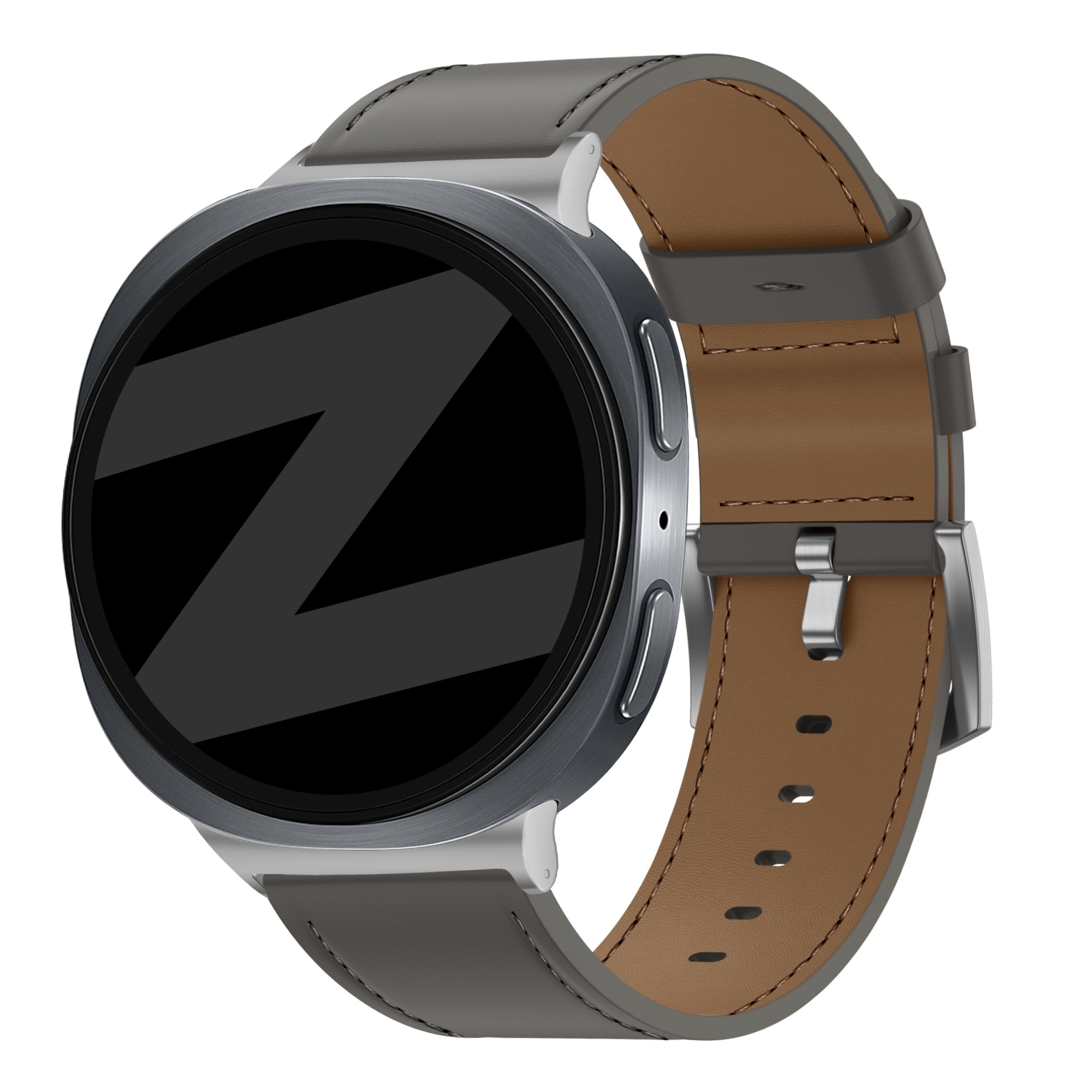 Bandz Samsung Galaxy Watch 9 - 44mm Leather Strap 'Classic' (Dark Grey)