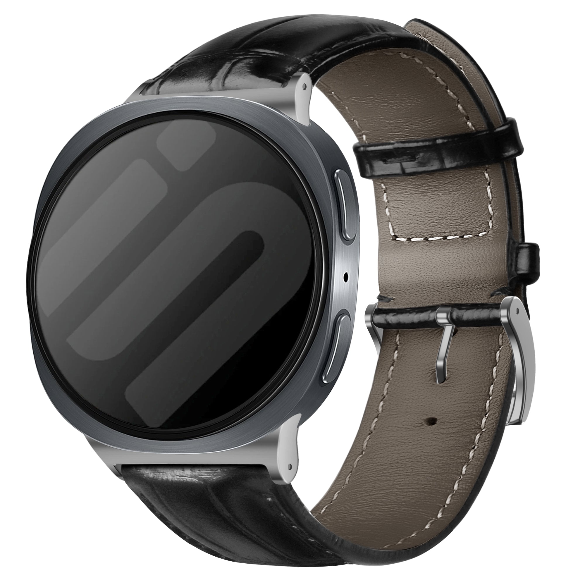 Samsung Galaxy Watch 9 - 44mm Leather Strap Crocodile Grain (Black)