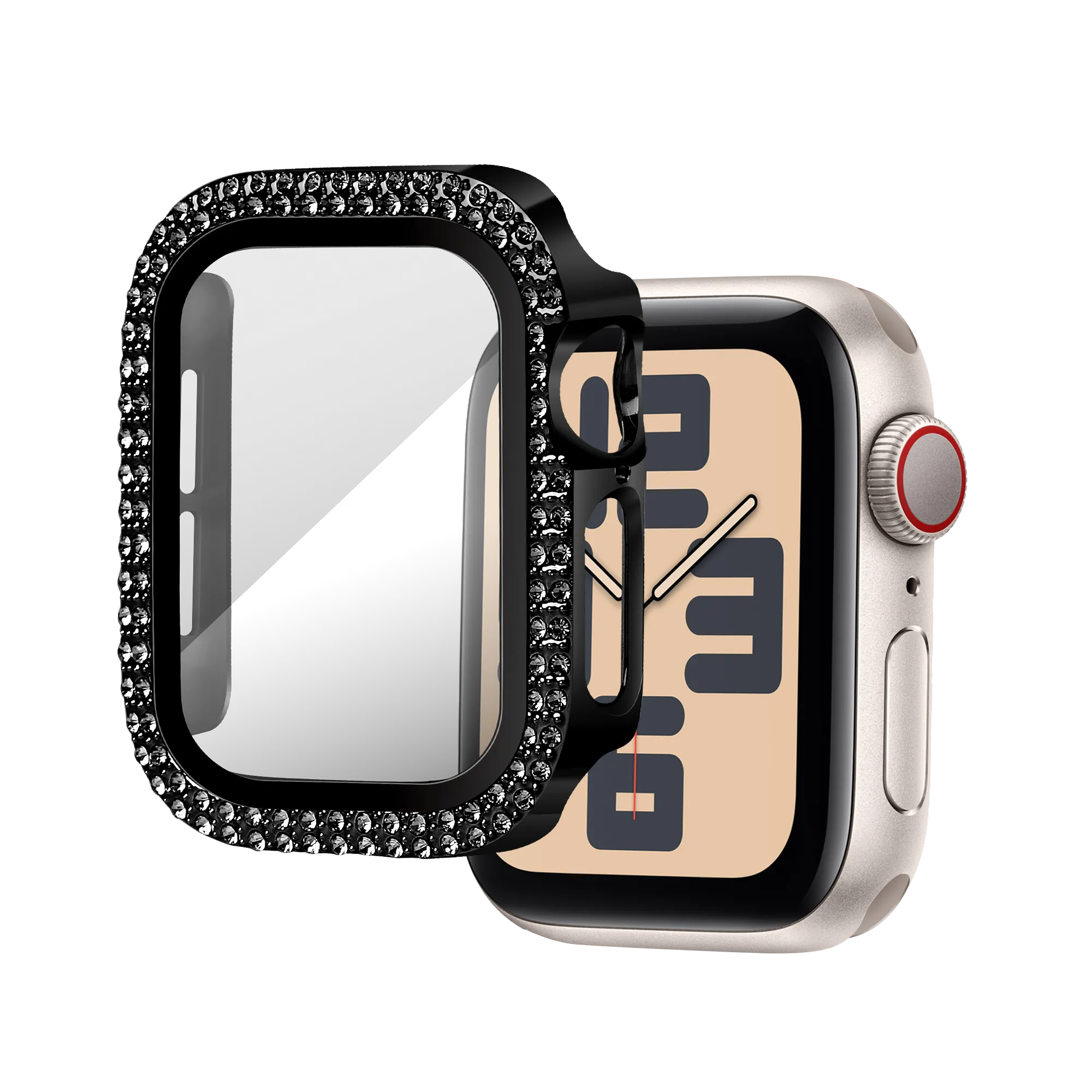 Bandz Apple Watch 10/11 - 42mm Diamond Case with Glass (Black)