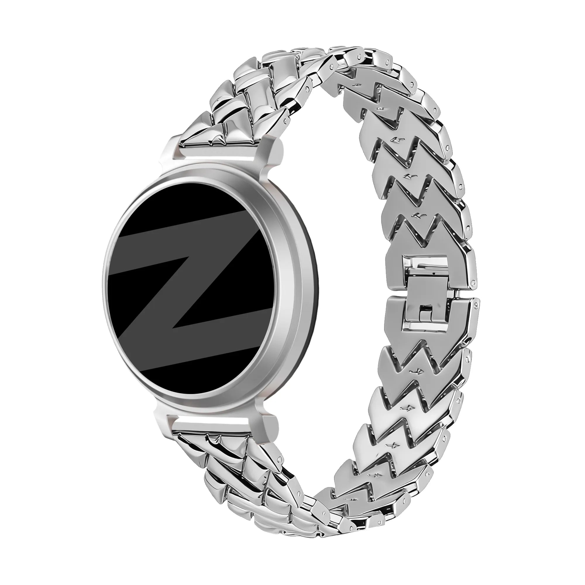 Bandz Pebble Round 2 - 14mm Metal Strap 'V-Type' (Silver)