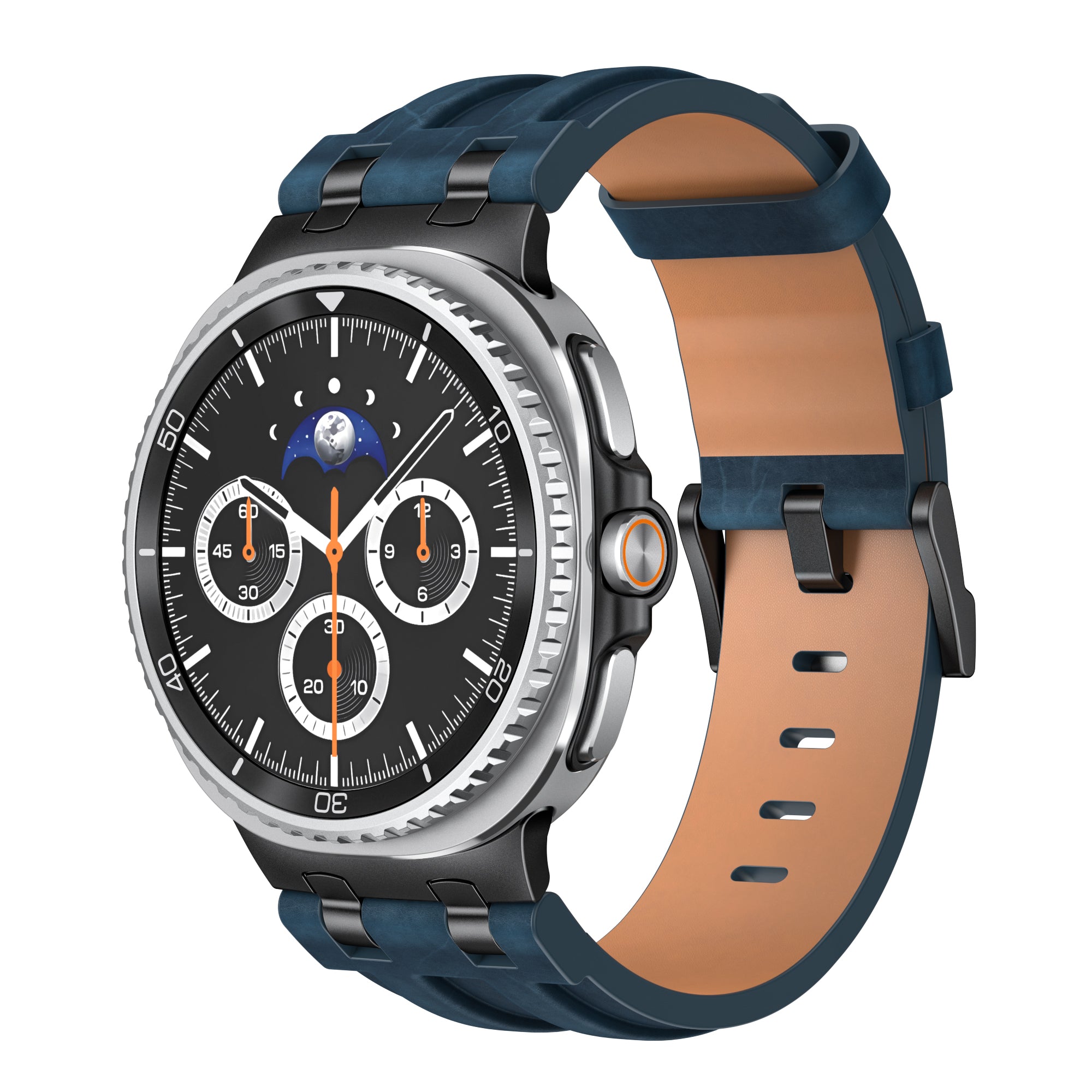 Samsung Galaxy Watch 9 - 44mm Solid Leather Strap (Dark Blue)