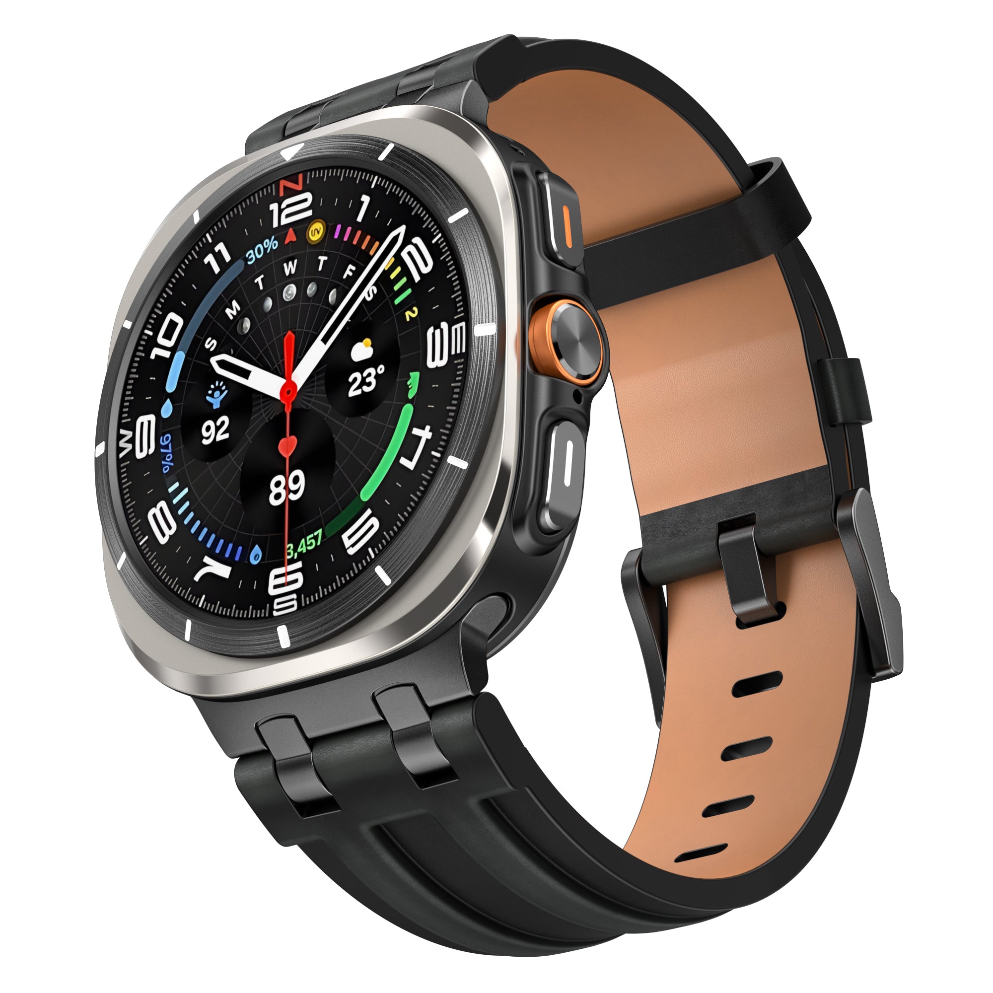 Samsung Galaxy Watch Ultra 2 Solid Leather Strap (Black)