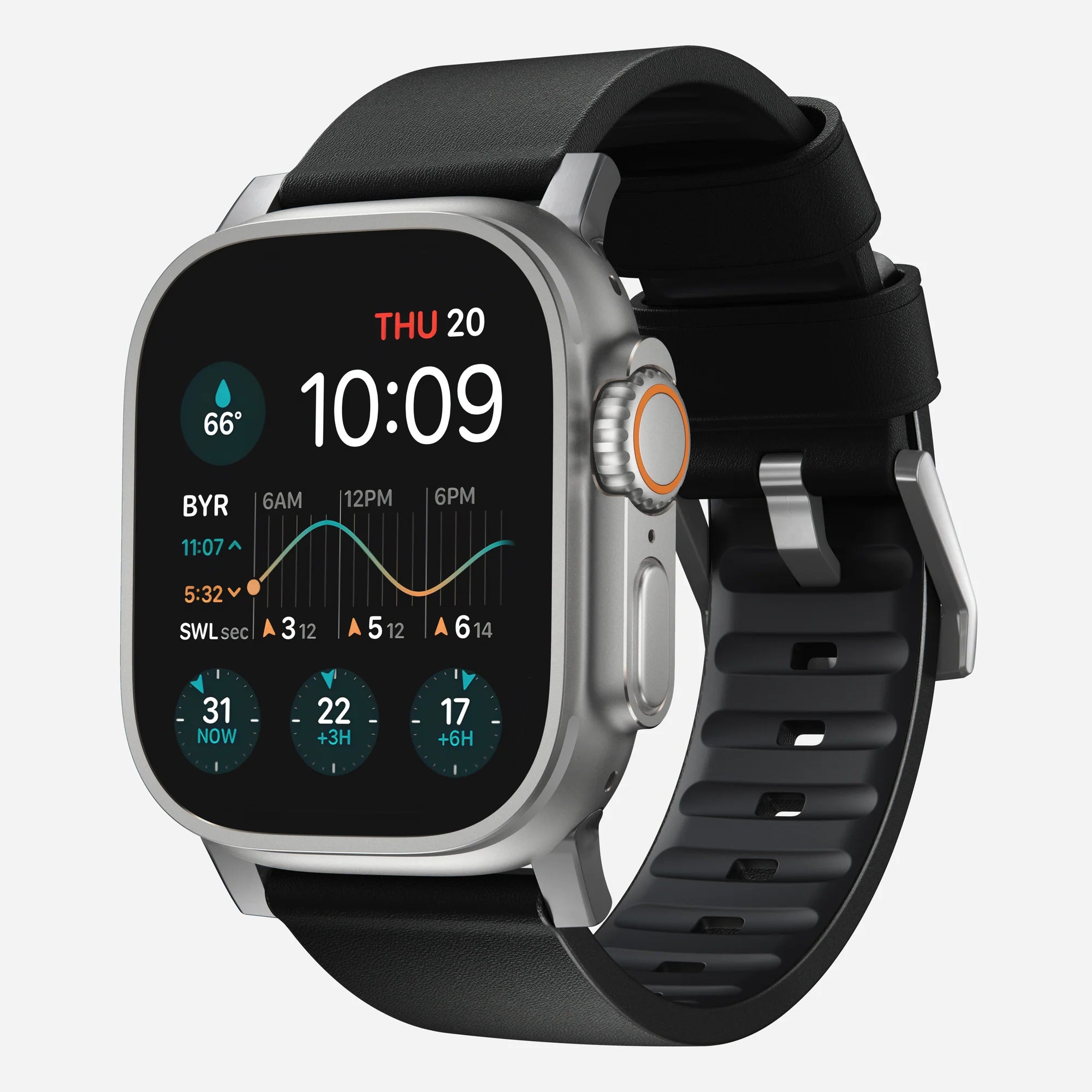 Nomad Active Pro Apple Watch Hybrid Strap (Black/Silver)