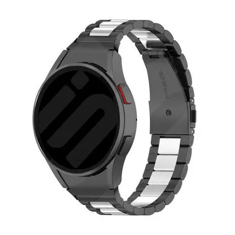 Steel Strap, black/silver, on a watch, 3/4 front view