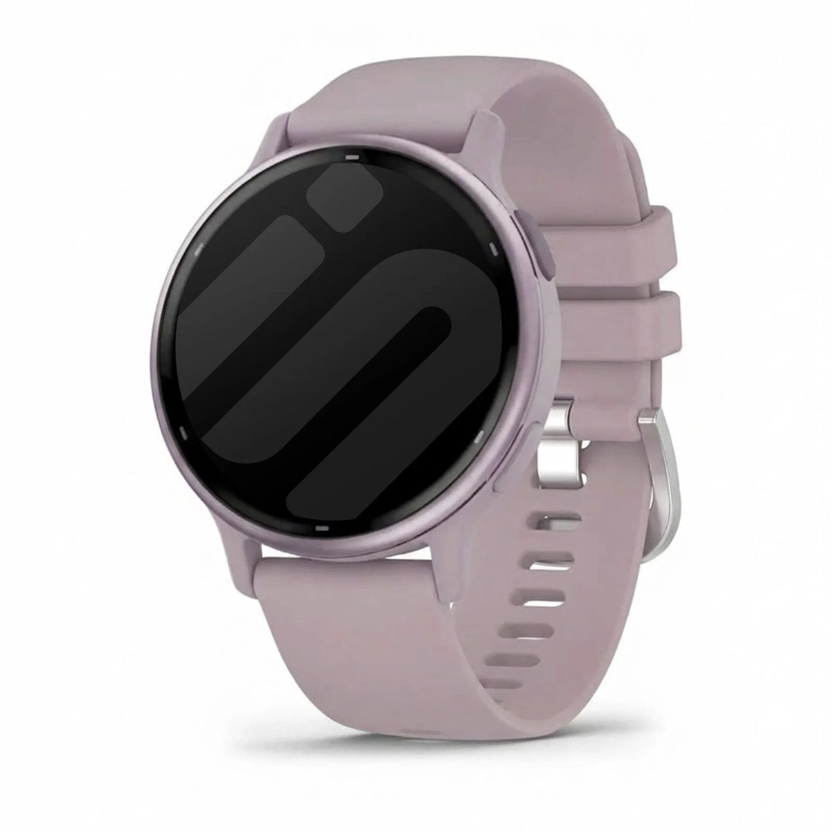 Silicone Classic Strap, violet, on a watch, 3/4 front view