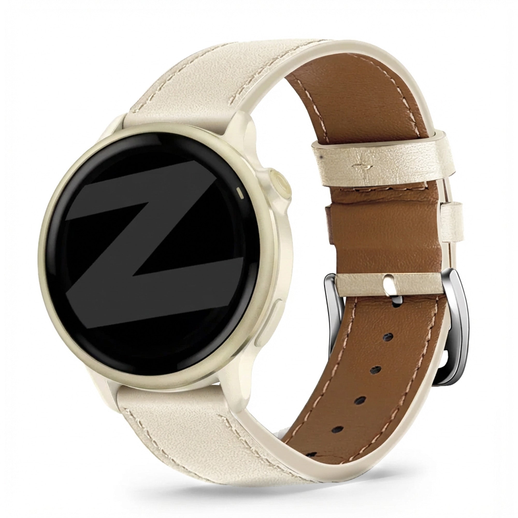 Bandz Garmin Forerunner 70 Leather Strap 'Deluxe' (Beige)