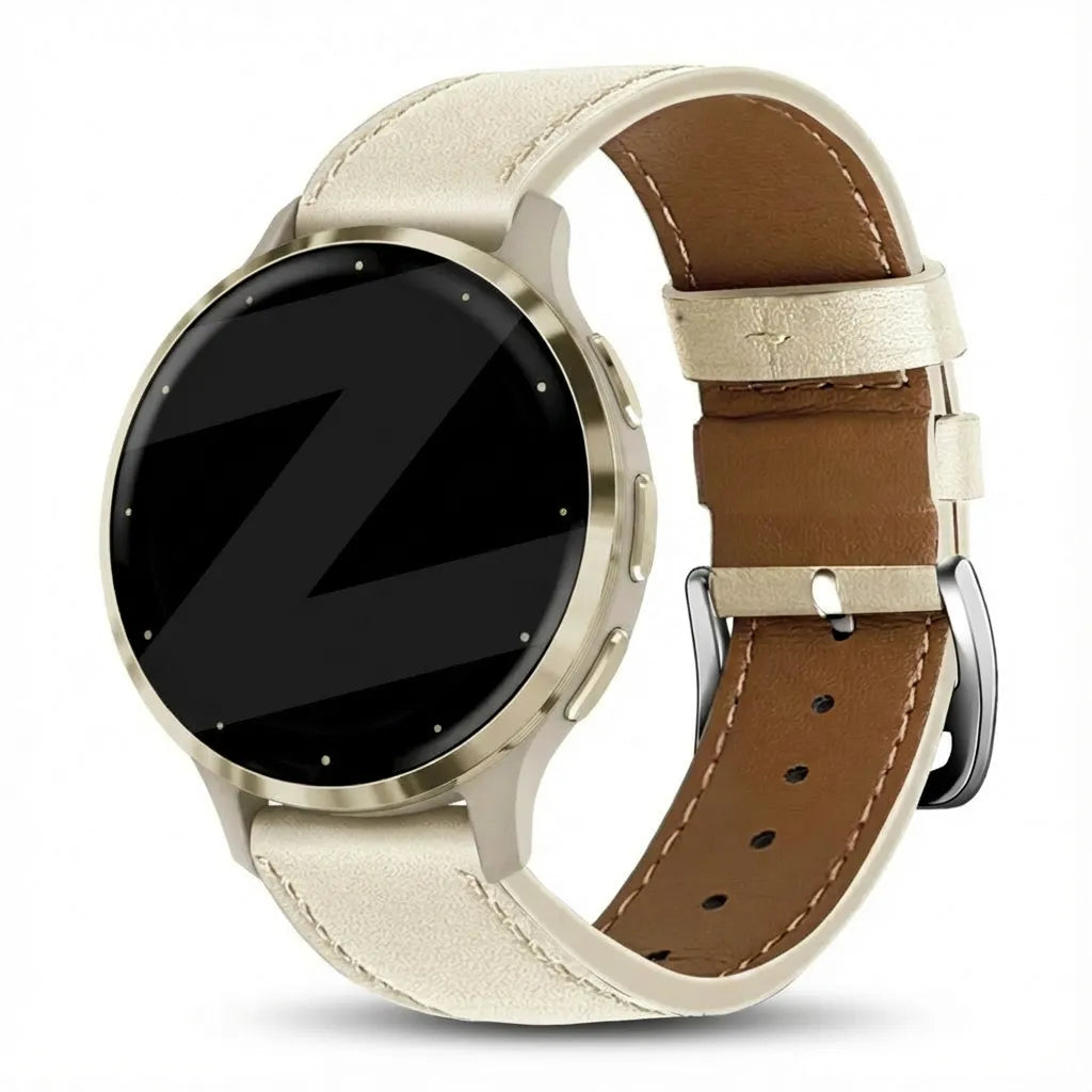 Bandz Garmin Venu 3s Leather Strap 'Deluxe' (Beige)