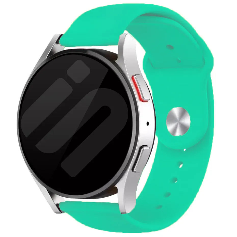 Silicone Sport Strap, aqua, on a watch, 3/4 front view