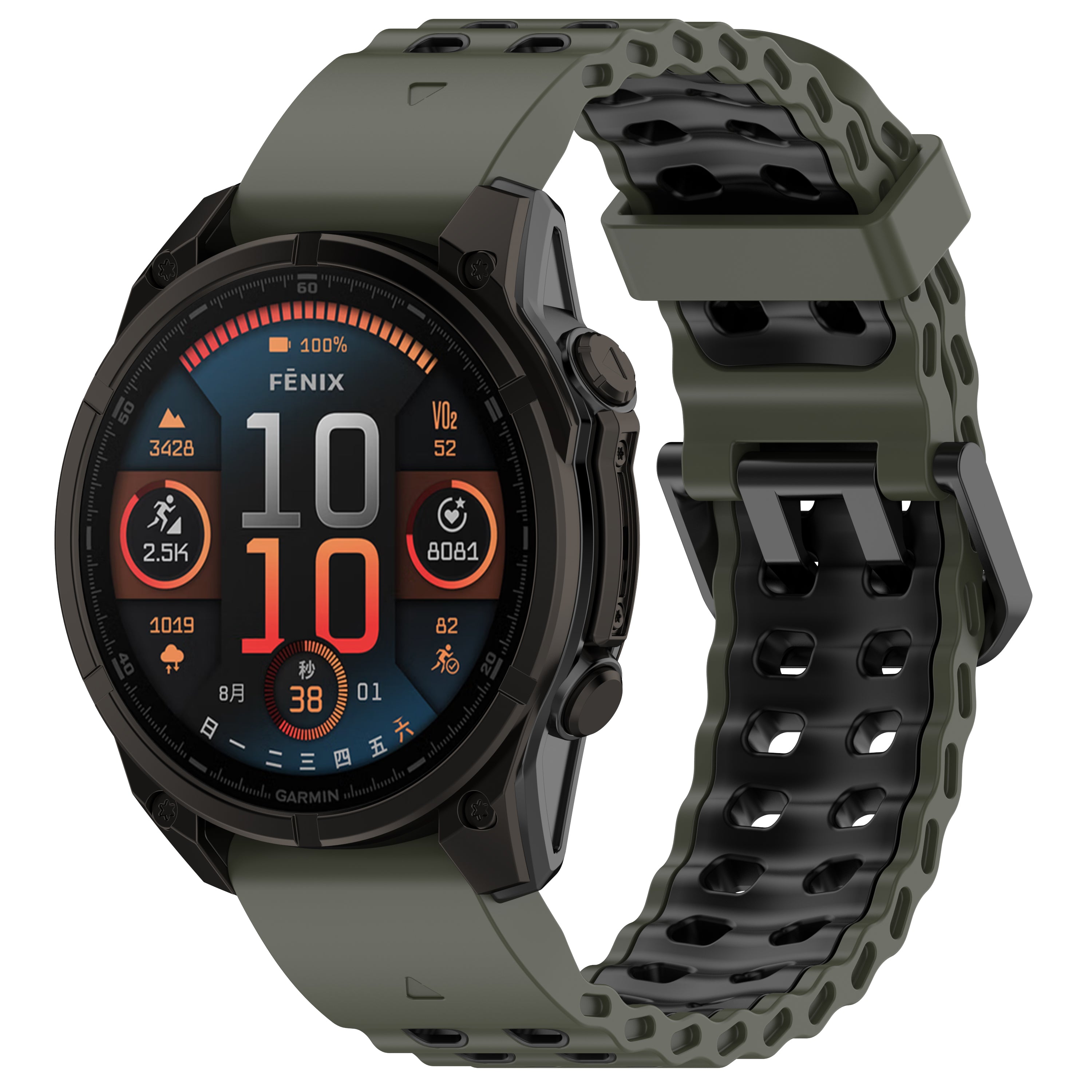 Garmin Fenix 5x / 6x Wave Sport Strap (Green/Black)