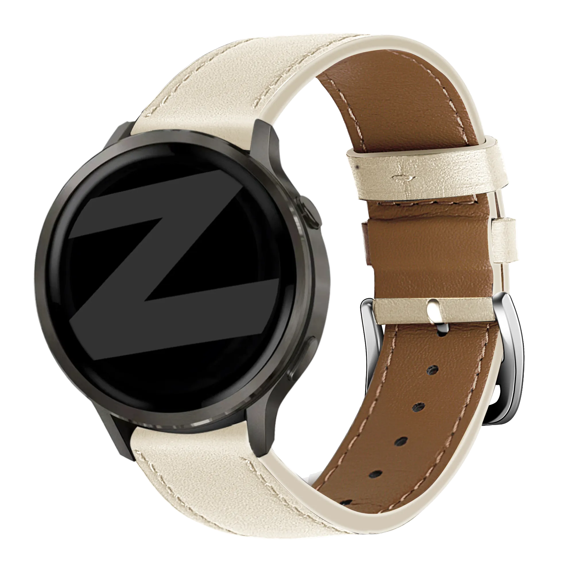 Bandz Garmin Forerunner 265s Leather Strap 'Deluxe' (Beige)