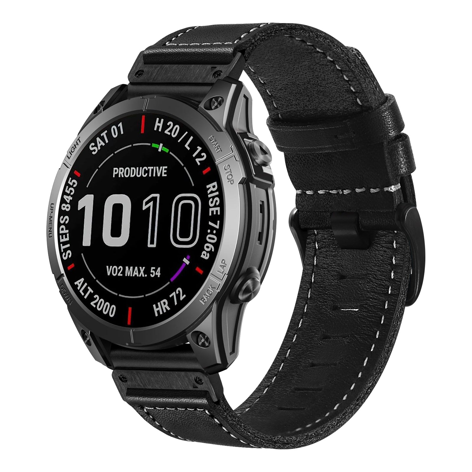 Garmin Fenix 5x / 6x Premium Leather Strap (Black)