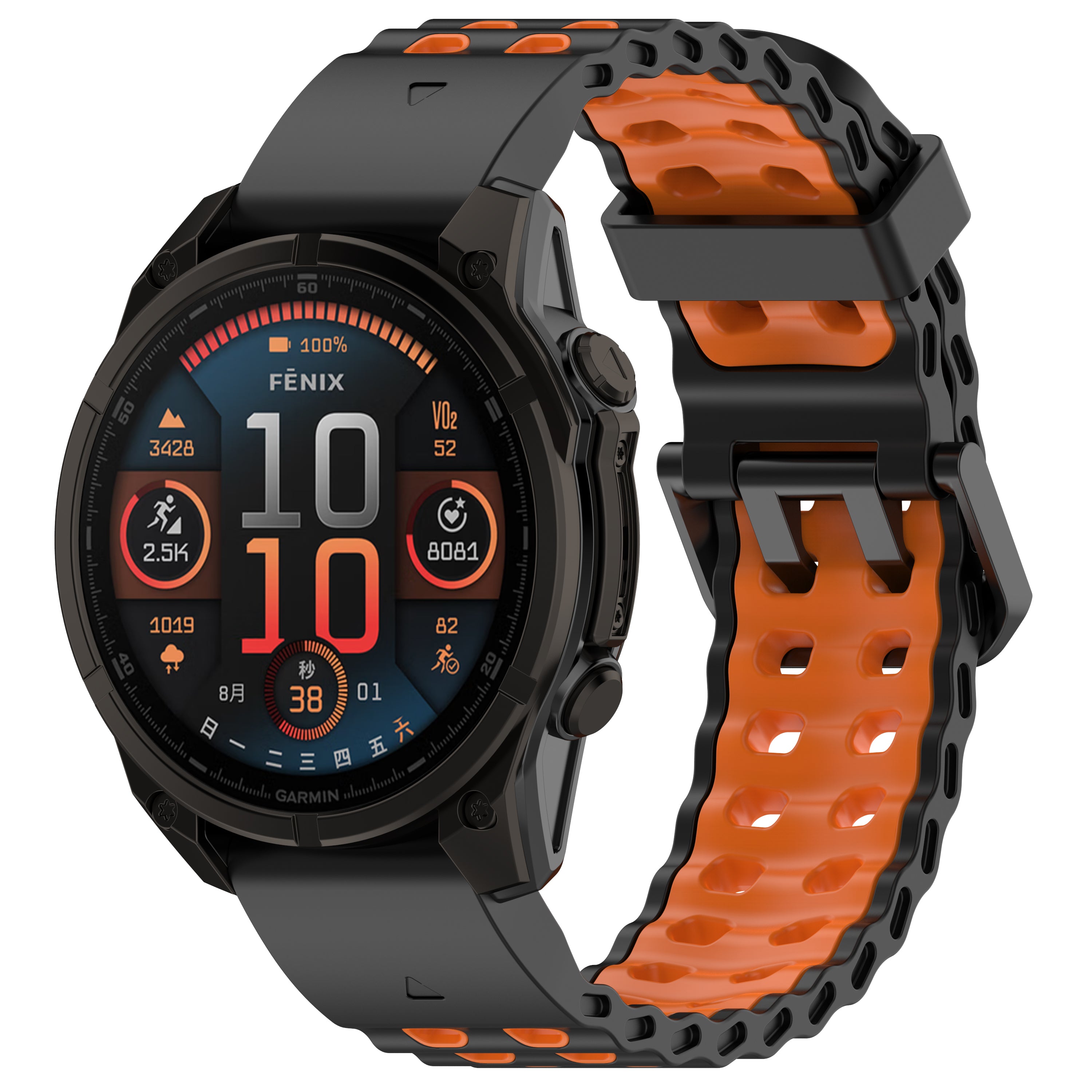 Garmin Fenix 5x / 6x Wave Sport Strap (Black/Orange)