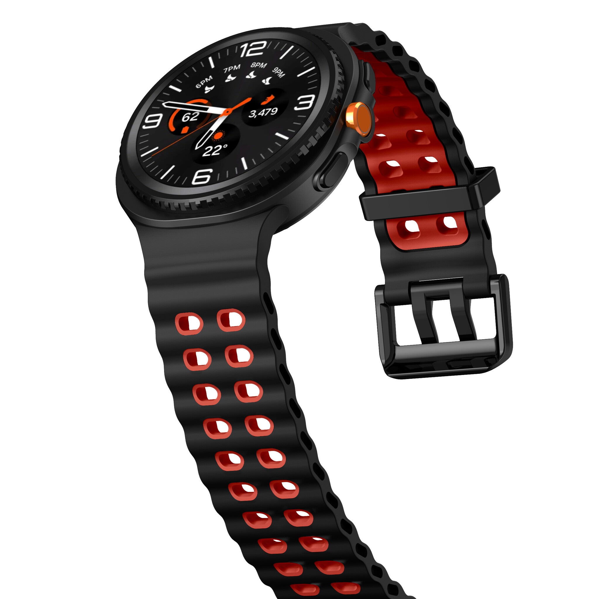 Samsung Galaxy Watch 9 - 44mm Ocean Strap (Black/Red)