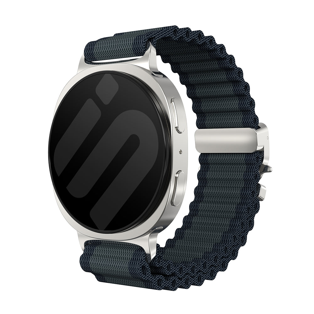 Samsung Galaxy Watch 8 - 44mm Outdoor Nylon Strap with P-Buckle (Black with Silver)