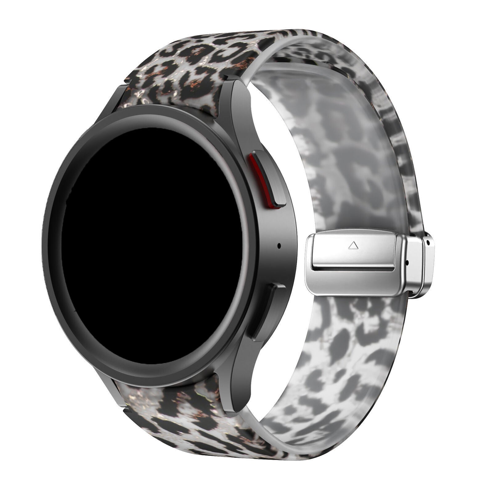 Silicone Magnetic Patterned Strap, on a watch, 3/4 front view
