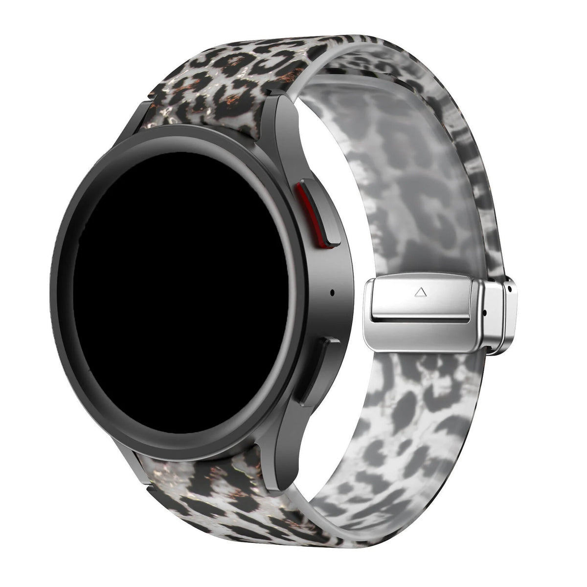Silicone Magnetic Patterned Strap, on a watch, 3/4 front view