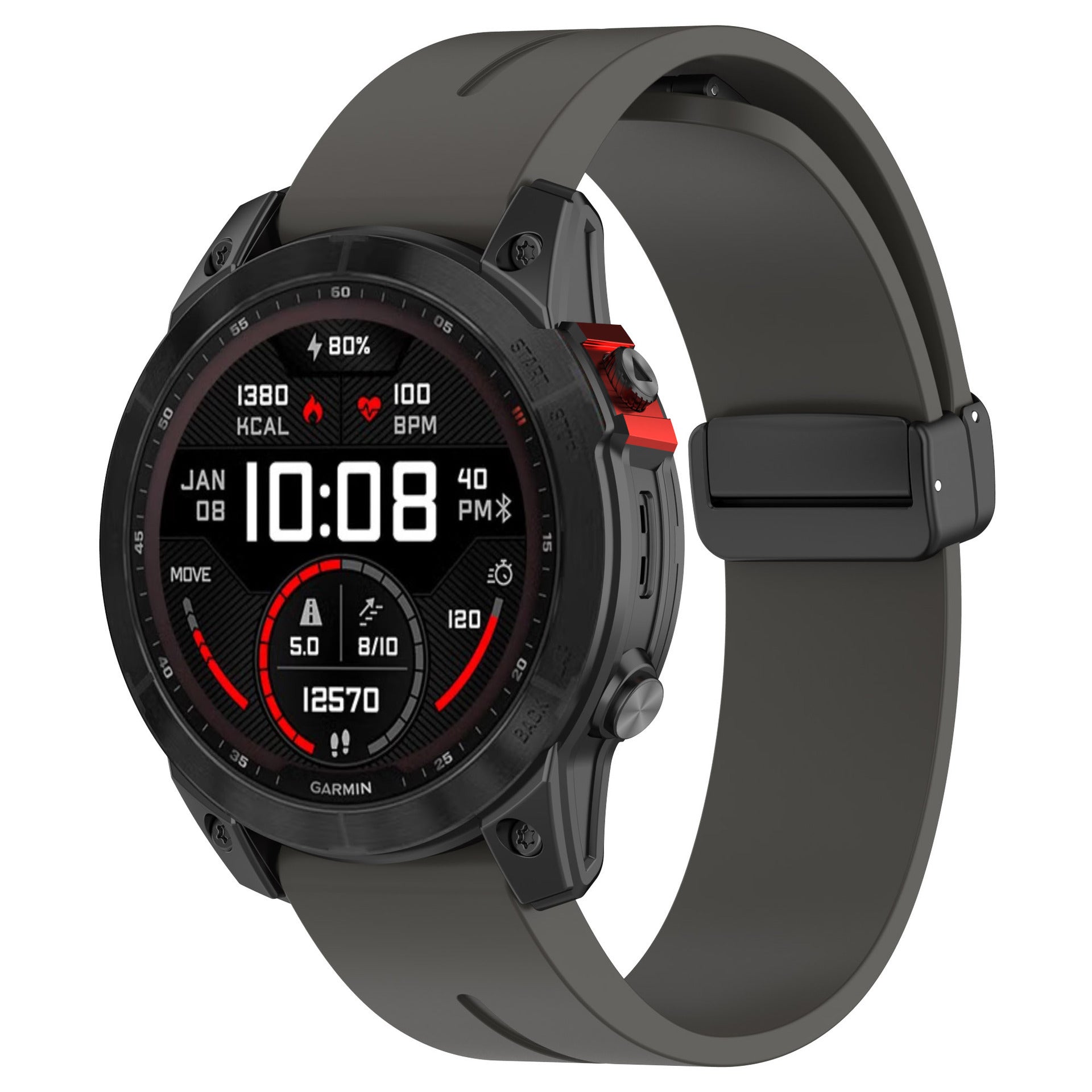 Garmin Approach S70 - 47mm D-Buckle Silicone Strap (Dark Grey)