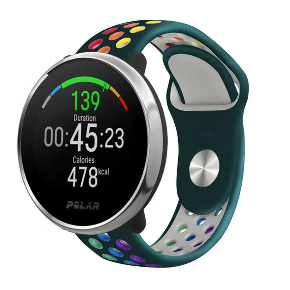 Silicone Sport Strap, on a watch, 3/4 front view