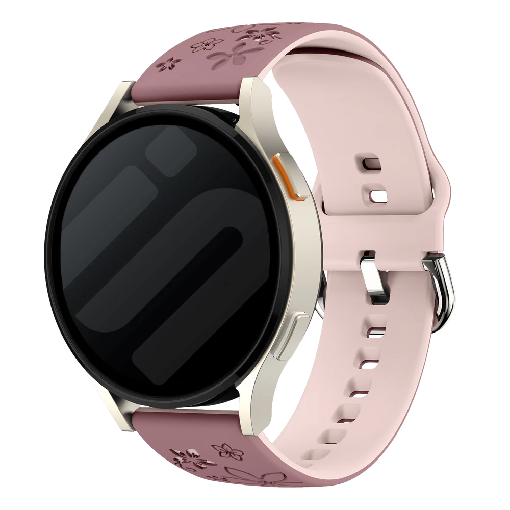 Huawei Watch GT 4 - 41mm Flower Silicone Strap (Smoke Purple/Light Pink)