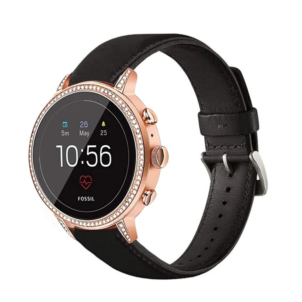 Fossil Gen 4 Venture (HR) Leather Strap (Black)