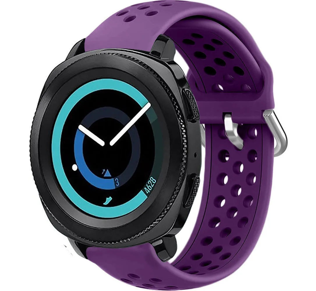 Breathable Silicone Strap, purple, on a watch, 3/4 front view