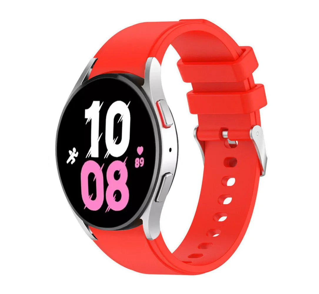 Silicone Strap 'Perfect Fit', bright red, on a watch, 3/4 front view
