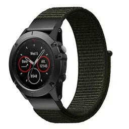 Nylon Strap, army green, on a watch, 3/4 front view