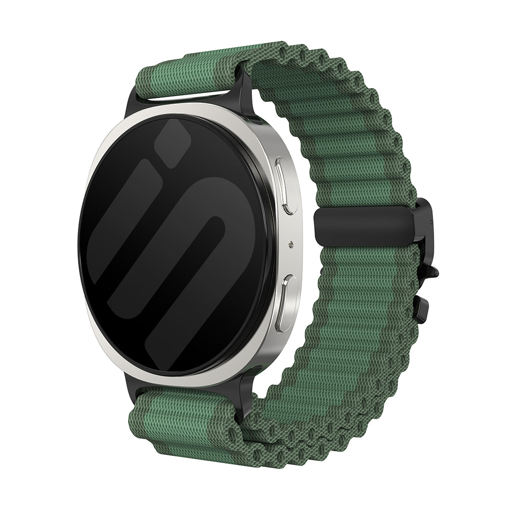 Samsung Galaxy Watch 8 Classic Outdoor Nylon Strap with P-Buckle (Green with Black)