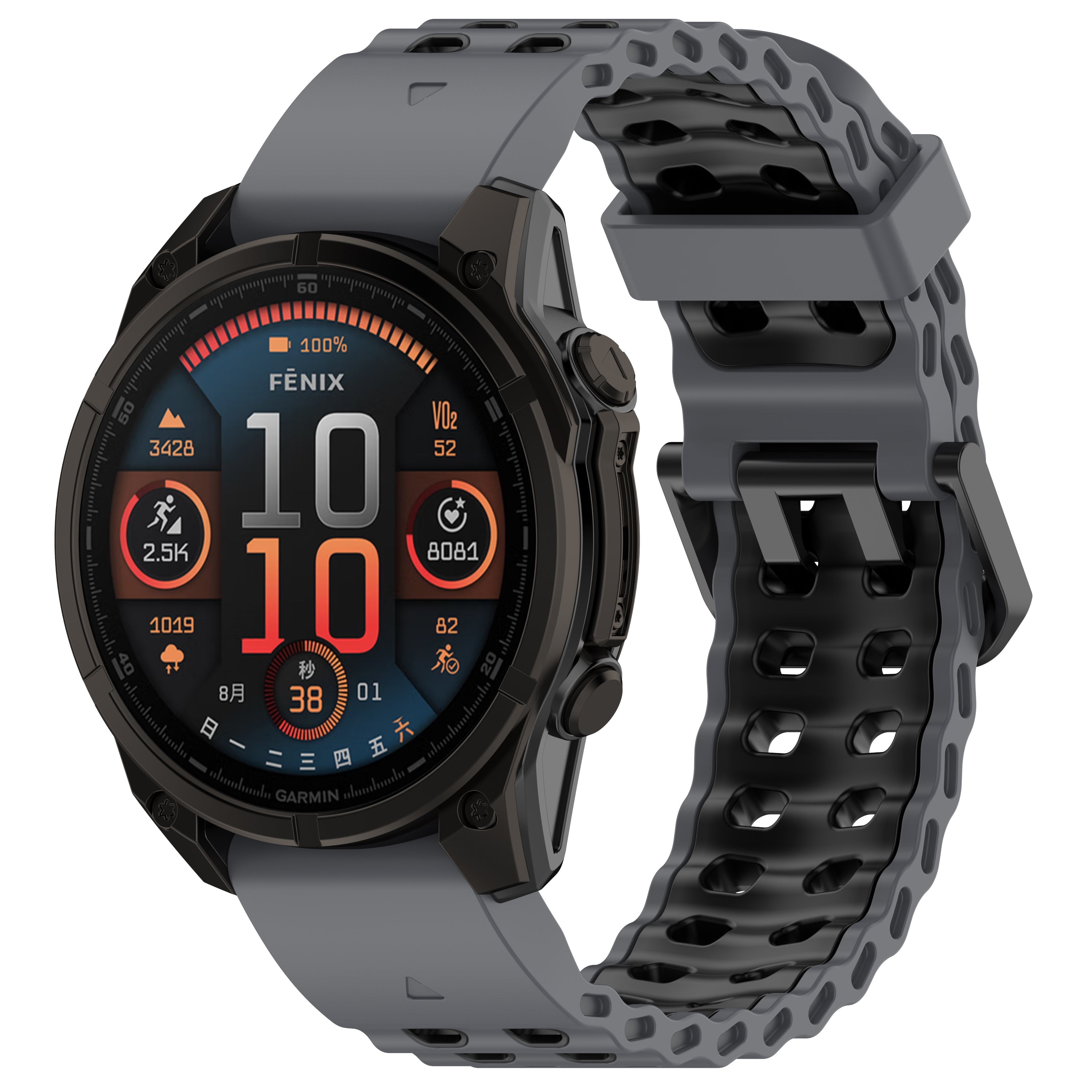 Garmin Quatix 5 / 6 / 7 Wave Sport Strap (Dark Grey/Black)