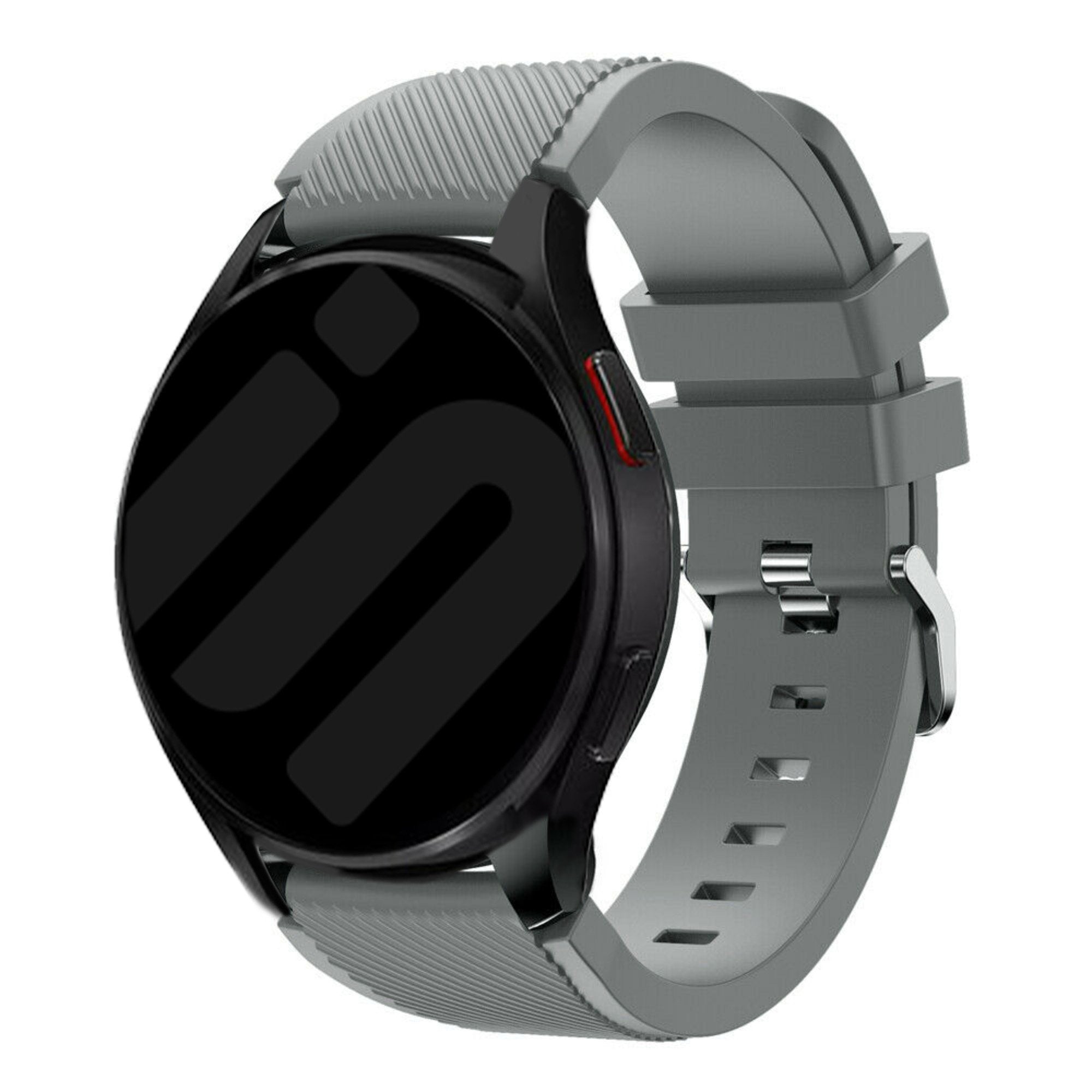 Twill Silicone Strap, grey, on a watch, 3/4 front view