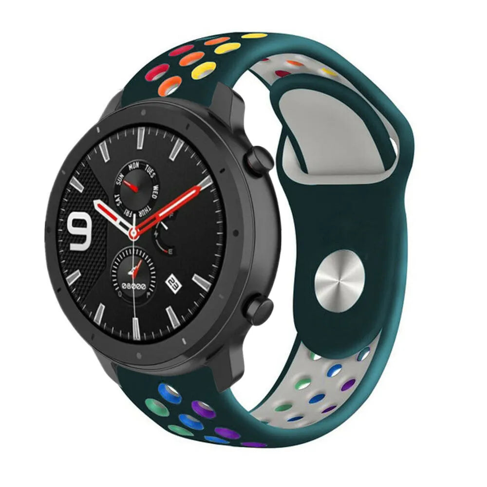 Silicone Sport Strap, on a watch, 3/4 front view