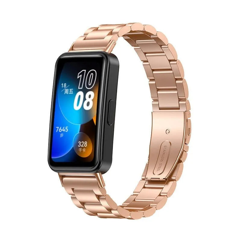 Steel Strap, rose gold, on a watch, 3/4 front view