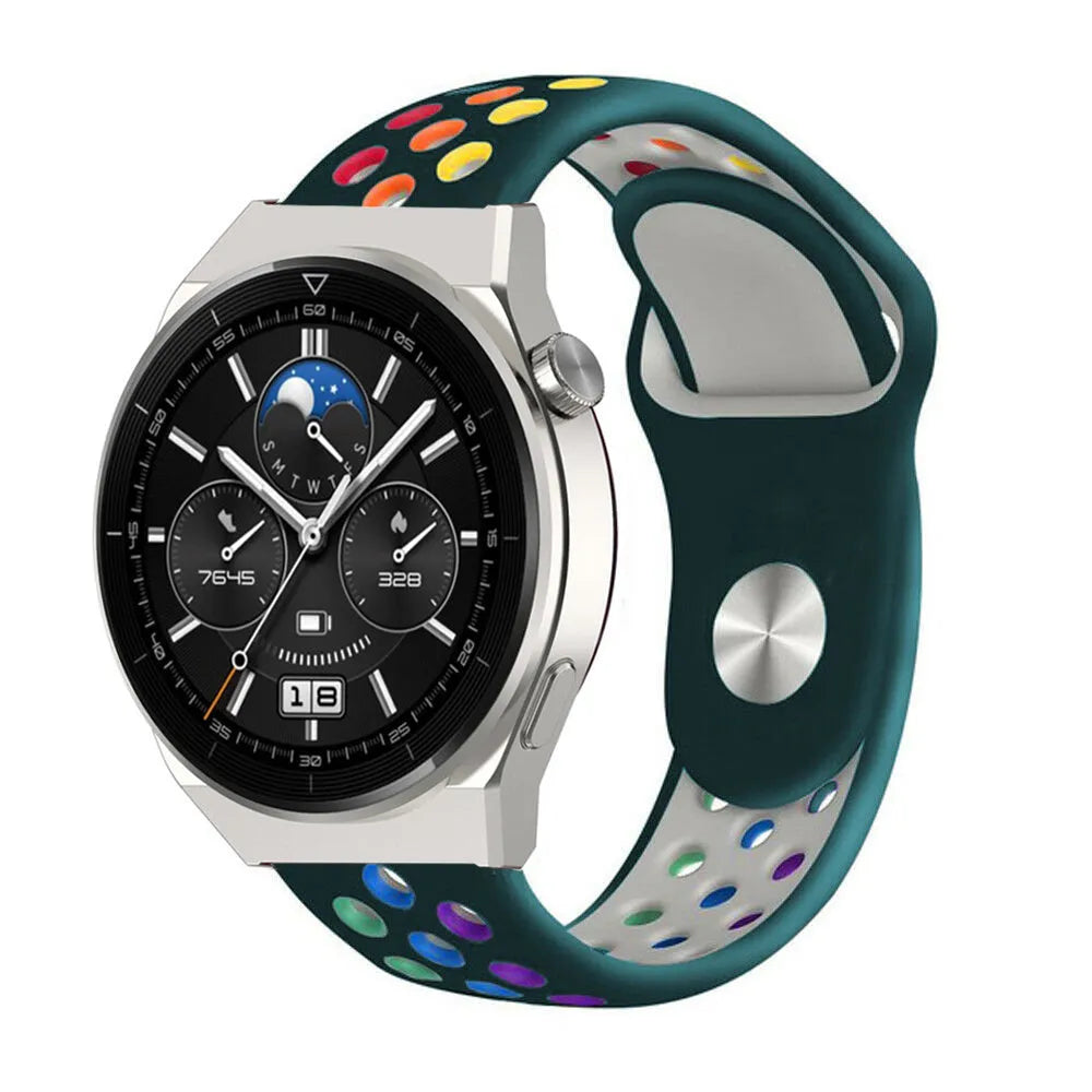 Silicone Sport Strap, on a watch, 3/4 front view