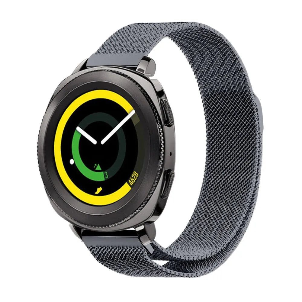 Milanese Strap, space grey, on a watch, 3/4 front view