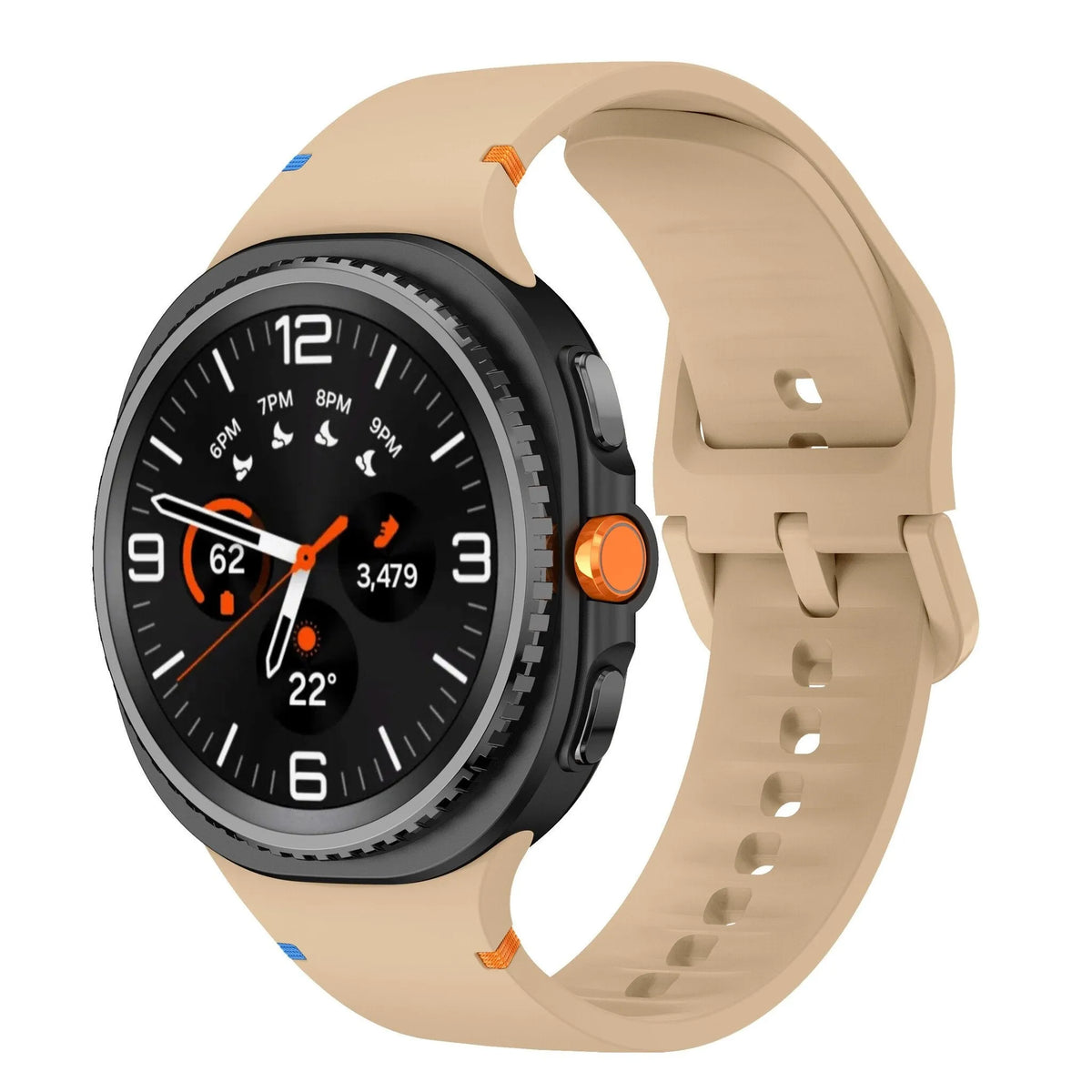 Silicone Strap, on a watch, 3/4 front view