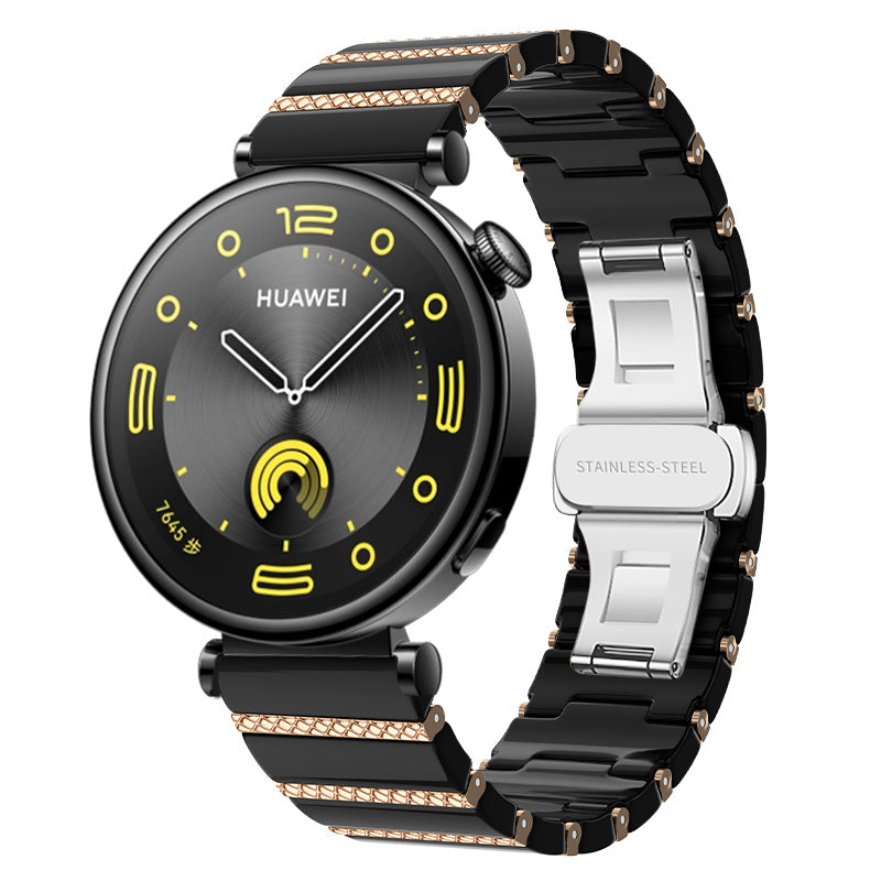Huawei Watch GT 6 - 41mm One Bead Ceramic Strap (Black/Rose Gold)