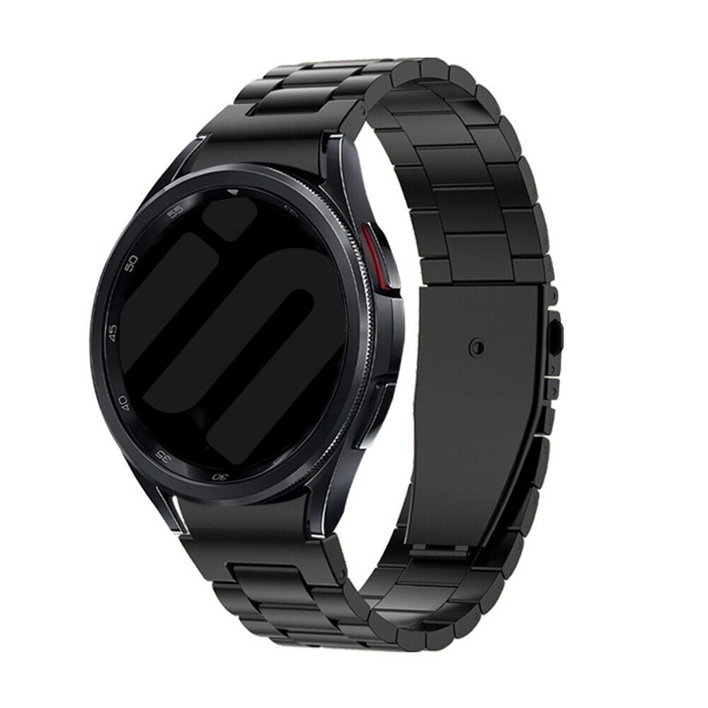Steel Strap 'One Push', black, on a watch, 3/4 front view