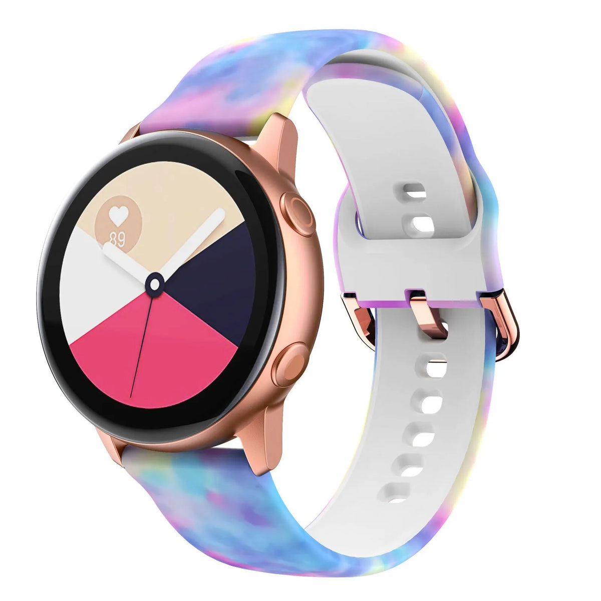 Print Silicone Strap, on a watch, 3/4 front view