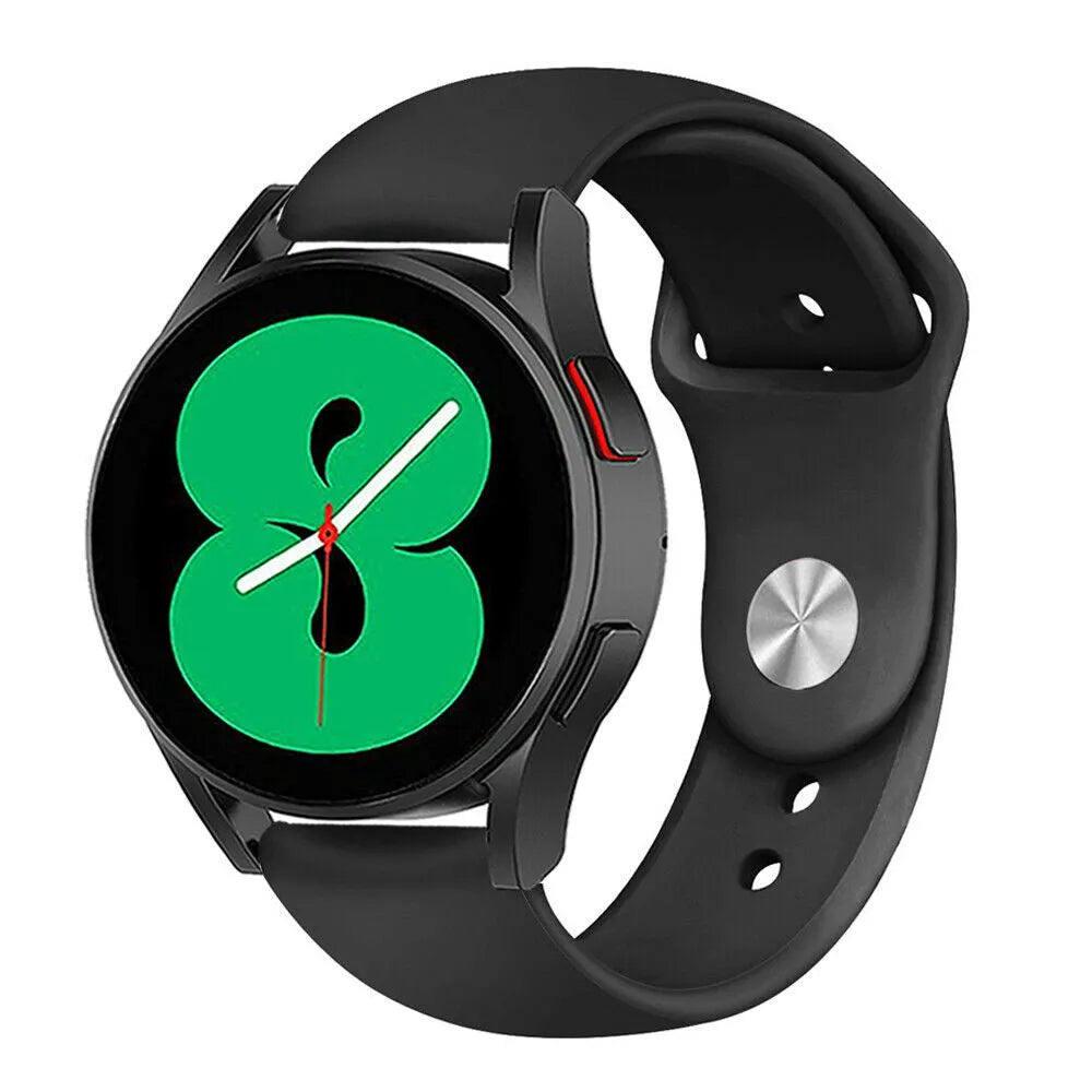 Silicone Sport Strap, black, on a watch, 3/4 front view