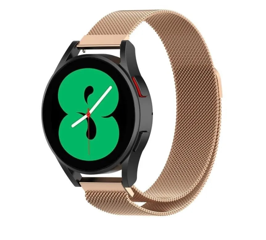 Milanese Strap, rose gold, on a watch, 3/4 front view