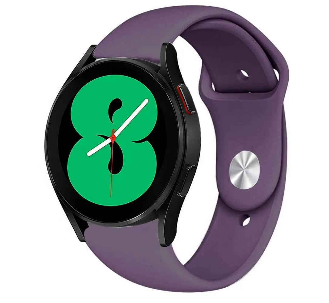 Silicone Sport Strap, purple, on a watch, 3/4 front view