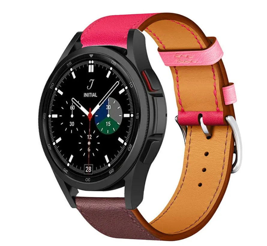 Leather Strap 'Duo', on a watch, 3/4 front view