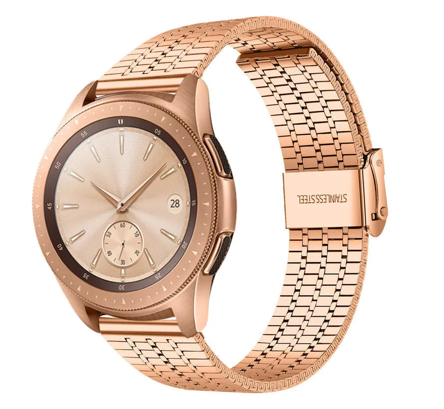 Fine Steel Strap, rose gold, on a watch, 3/4 front view