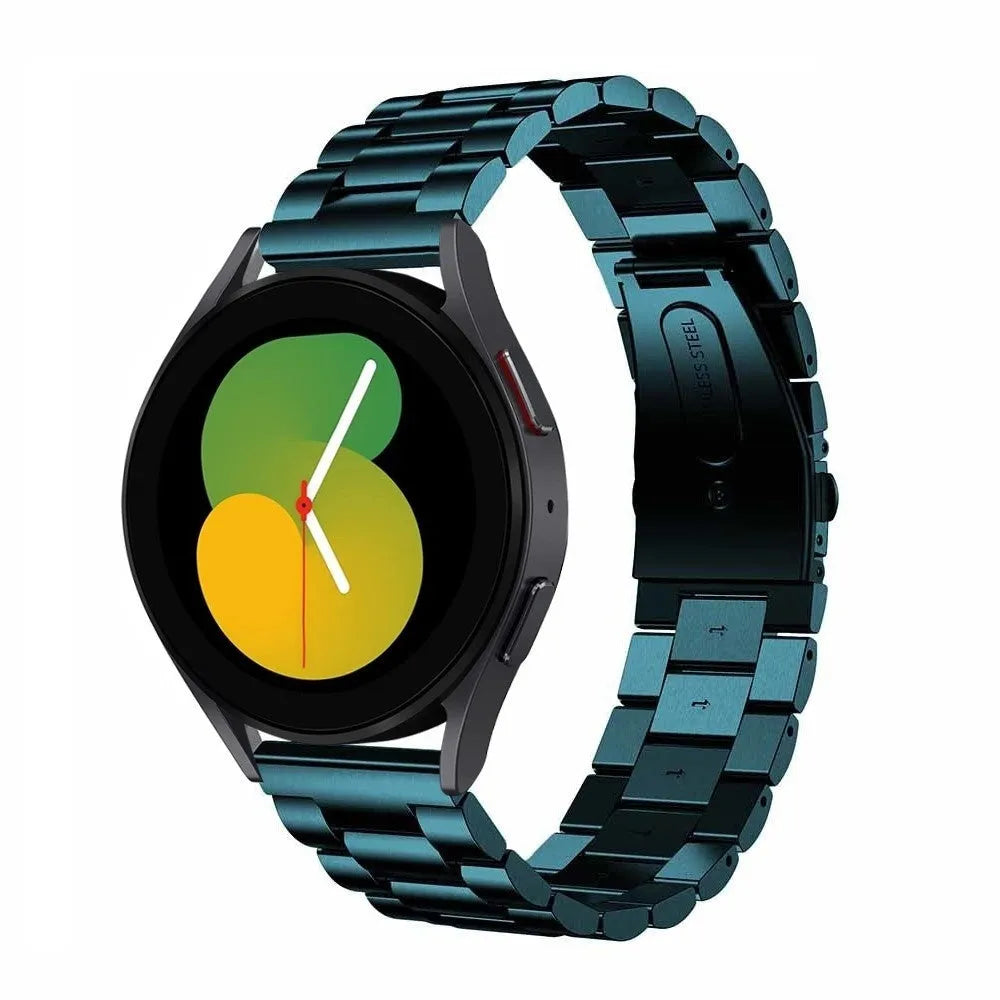 Steel Strap, dark green, on a watch, 3/4 front view
