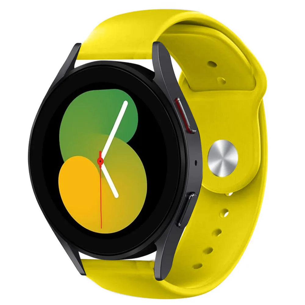 Silicone Sport Strap, yellow, on a watch, 3/4 front view